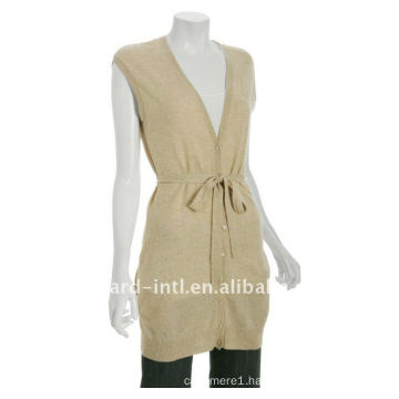 women's sleeveless cashmere cardigan with belt